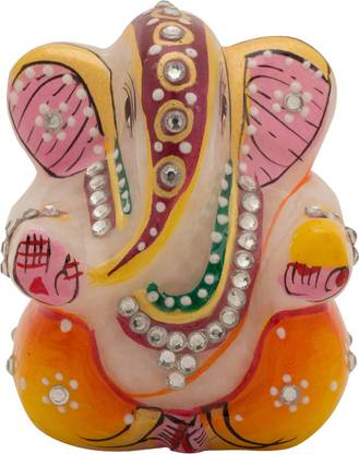RIDDHI SIDDHI Marble Ganesha Idol Decorative Showpiece  -  5.84 cm