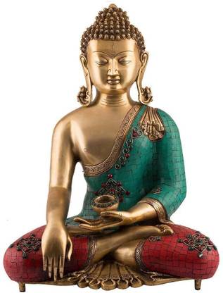 Collectible India Large Big Buddha Statue - Meditating Mudra - Inlay Work Decorative Showpiece  -  50 cm