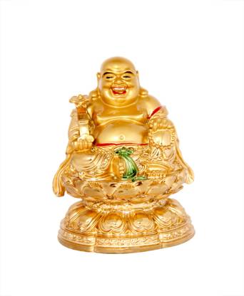 Vashoppee Vastu / Feng Shui / Laughing Buddha Sit On Lotus For Wealth And Happyness Decorative Showpiece  -  12 cm
