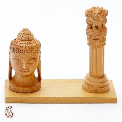 AAPNO RAJASTHAN Table Stand Of Buddha Head And Indian Emblem Decorative Showpiece  -  12.7 cm