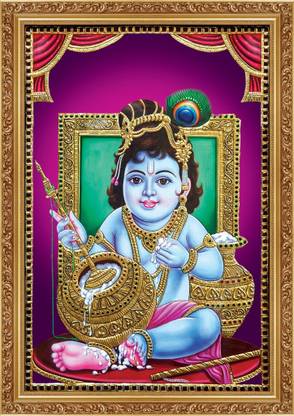 Ajay Exim Lord Krishna - Tanjore Paintings Decorative Showpiece  -  42 cm