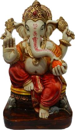 The Nodding Head Lord Ganesha Statue with Modak Decorative Showpiece  -  17 cm