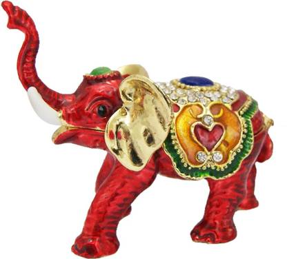 Divya Mantra Bejeweled Feng Shui Elephant Trunk Up For Wish Fulfillment Decorative Showpiece  -  4 cm