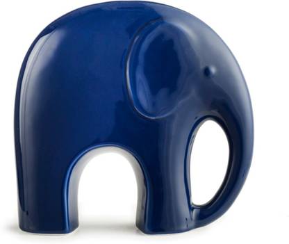 chumbak Wandering Elephant Blue Figurine Decorative Showpiece  -  15.5 cm