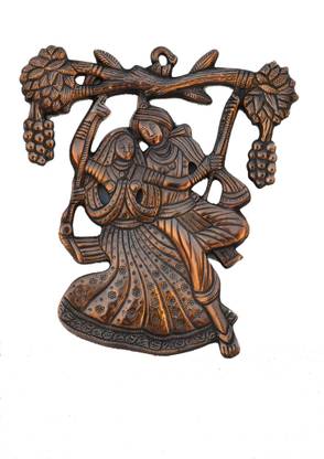 eCraftIndia Metal Wall Hanging of Radha Krishna on Swing Decorative Showpiece  -  30.48 cm
