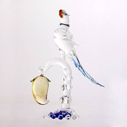 Anasa Crystal Parrot With Mango Decorative Showpiece  -  17.5 cm