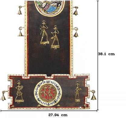 AAPNO RAJASTHAN Wood And Metal Wall With Tribal Art And Hand Painted Motifs Decorative Showpiece  -  38.1 cm