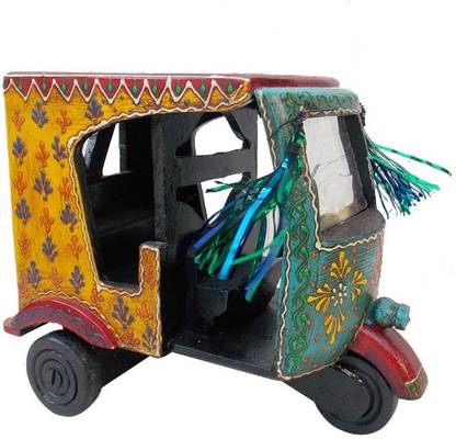 Indune Lifestyle Colourful Indian Three Wheeler Auto Rickshaw Decorative Showpiece  -  17 cm