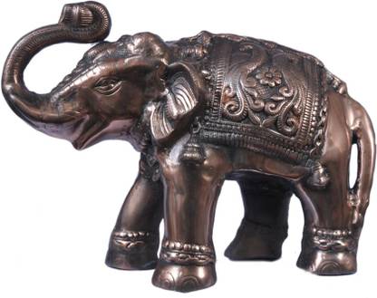 jy Elephant Gun Metal Copper Colour Idol Decorative Showpiece  -  31 cm