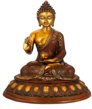 Collectible India Large Blessing Buddha statue Brass Sculpture Abhaya Idol Decorative Showpiece  -  40 cm
