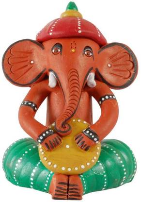 Villcart Musician Ganesha Playing Nagada Decorative Showpiece  -  12 cm