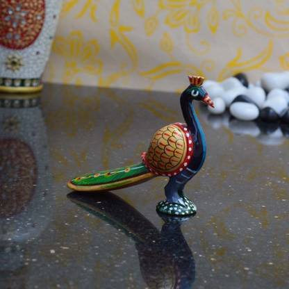 Mahadev Handicrafts Colored Sitting Peacock Decorative Showpiece  -  6.62 cm