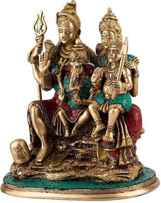 Bansal Handicrafts 12 inch Large Shiva Shankar, Ganesh, Parvati, Kartikey Statue Decorative Showpiece  -  30.48 cm