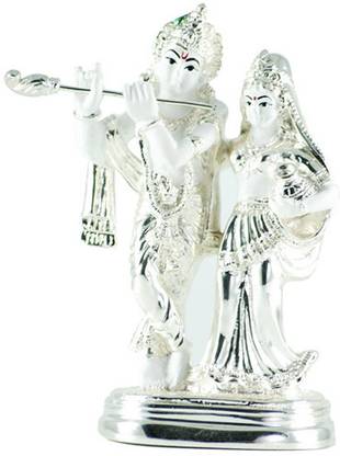 GoGappa Mantravat Radha Krishna Statue (92.5% Pure Silver Plated Work) Decorative Showpiece  -  14 cm