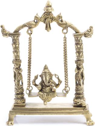 MohanJodero Elegant Brass Ganesh on swing statue Decorative Showpiece  -  30 cm