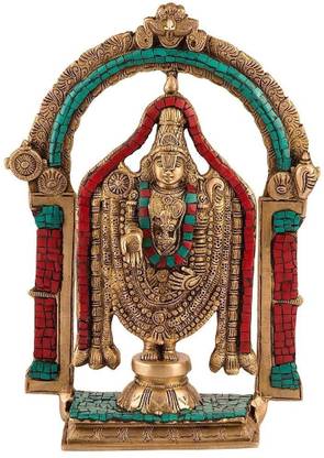 Collectible India 12" Large Hindu God Tirupati Balaji Statue Gorgeous Sculpture with Inlay Stone Hand Work Unique and Quality Spritual Decorative Showpiece  -  29 cm