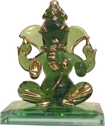 Mann Retails Ganesh ji tilak of green crystal Decorative Showpiece  -  6 cm