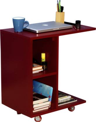 Mubell Red Side Table/Laptop Table on Wheels Engineered Wood Side Table