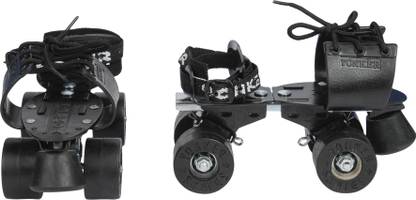 YONKER ADJUSTABLE SKATE BLACKEN (SYNTHETIC / RUBBER WHEEL) Quad Roller Skates - Size 3-6 UK