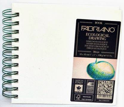 Fabriano Ecological Drawing Book Spiral Bound Squared 15 x 15 CM Sketch Pad