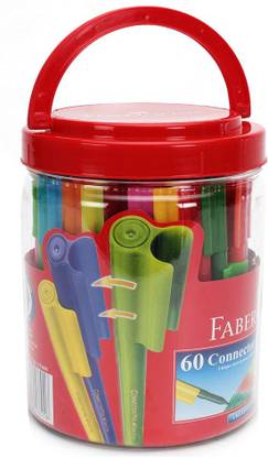 FABER-CASTELL 60 Connector Medium Point Tip Nib Sketch Pens  with Washable Ink