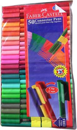 FABER-CASTELL 50 Connector Medium Point Tip Nib Sketch Pens  with Washable Ink