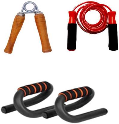 BES Combo Skipping Rope/Push-up Stand/Hand Gripper Ball Bearing Skipping Rope