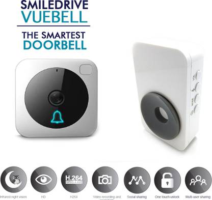 Smiledrive Vuebell Wifi Smart Door Bell with Chime & Motion Detection & Two Way Talk Function Smart Security Camera