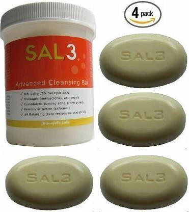 SAL3 4 Pack- Cleansing Bar - in special Suds Jar + 3 replacement soap bars - 3% salicylic acid 10% sulfur