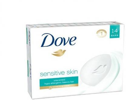 DOVE Sensitive Skin Unscented Beauty Cream Bar soap (Pack Of 3)