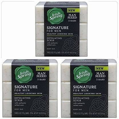 Irish Spring Signature Exfoliating Bar Soap 3 Count ~ Pack of 3 ~ 9 Bars Total
