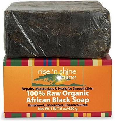 Rise 'N Shine Online Raw African Black Soap Bar From Ghana - FREE EBOOK - Body Wash Shampoo & Face Wash - Authentic Organic Homemade Soap with - Helps Clear Skin Acne Eczema Psoriasis