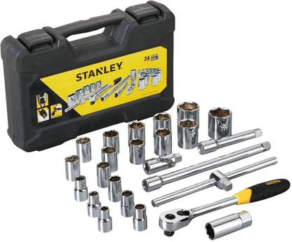 STANLEY 1/2 Sq. Drive Socket Set, 6 Point (24 Pcs. Set) Socket Set
