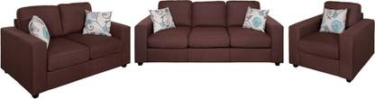 EVOK Fabric Fabio Sofa Set 3+2+1 Seater In Chocolate Colour Fabric 3 + 2 + 1 Sofa Set