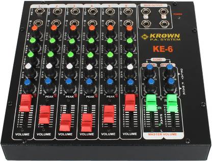 KROWN 6 Professional PA Audio Mixer 6 Channel - Stereo Analog Sound Mixer
