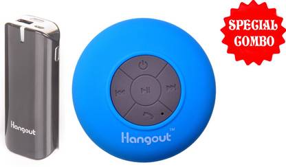 Hangout Enjoy Music Uninterrupted - Power bank + wireless speakers Hangout Bluetooth Speaker HBT-201-BLUE +Hangout Power Bank 4600 mAh HPB-302-BLACK 3 W Portable Mobile/Tablet Speaker