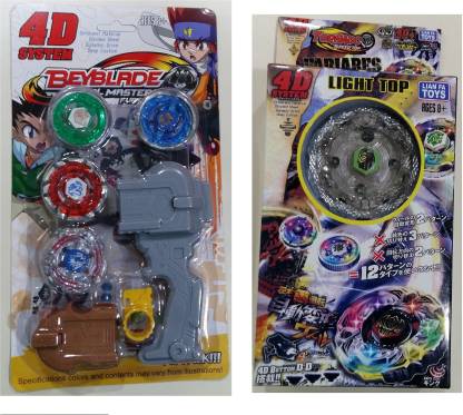 BEYBLADE 4D System Combo Metal Masters Fury With Handle Launcher + Colorful Lights Spinner