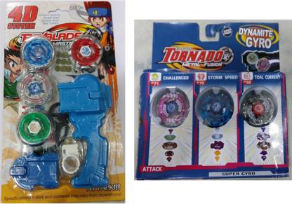 BEYBLADE 4D System Combo Metal Masters Fury With Handle Launcher & 3Pc Tornado Set