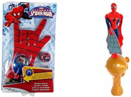 GoMerryKids Super Combo - Ultimate Flying Spiderman Shooter + Marvel Hero Fx Glove Hand Shoot Light,music Transmitter