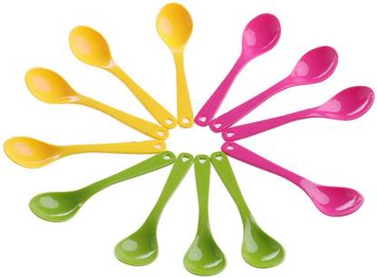 Dragon 12 Pcs Food Plastic Spoon Set for Baby Feeding Plastic Table Spoon Set