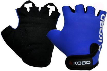 KOBO Exercise Weight Lifting Grippy Hand Protector Padded_BLUE Gym & Fitness Gloves
