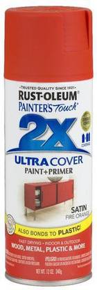 RUST-OLEUM Painter's Touch Satin Orange Spray Paint 340 ml