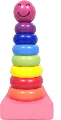 Allin1 Rainbow Stacker Wooden Ring Educational Toy