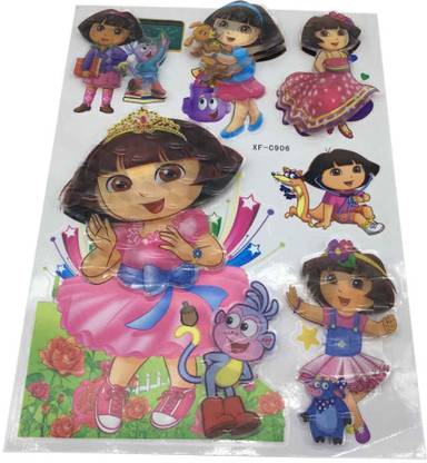 FUNCART 8 cm Funcart Dora the explorer room décor sticker 5D print Non-Reusable Sticker