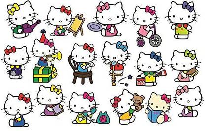 Asmi Collections 120 Cute Hello Kitty - 17 Kitty Stickers Removable Sticker