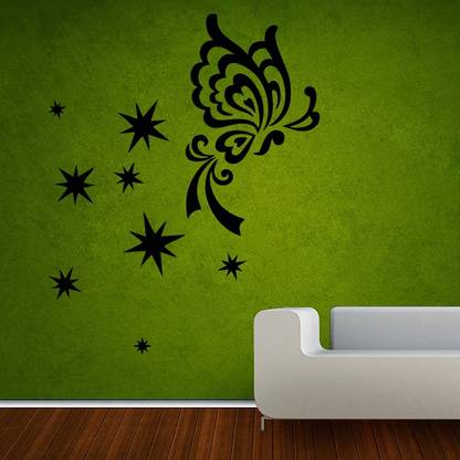 DECOR KAFE 60.96 cm Decal Style ButterFly Sparkles Art Large Size Size-19*24 Inch Self Adhesive Sticker