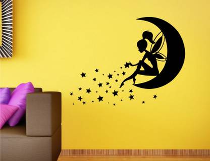 Heaven Decor1 76.59 cm Lovely Angel Black Wall Decal And Sticker Self Adhesive Sticker