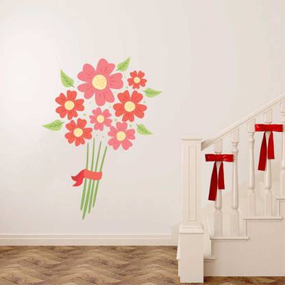 rawpockets 1 cm Beautiful Flower Bouquet Wall Sticker Removable Sticker