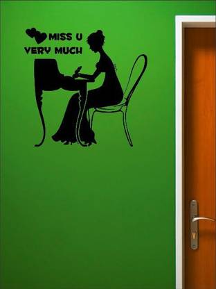 Myhome 45 cm Myhome Miss U Very Much Black Self Adhesive Sticker
