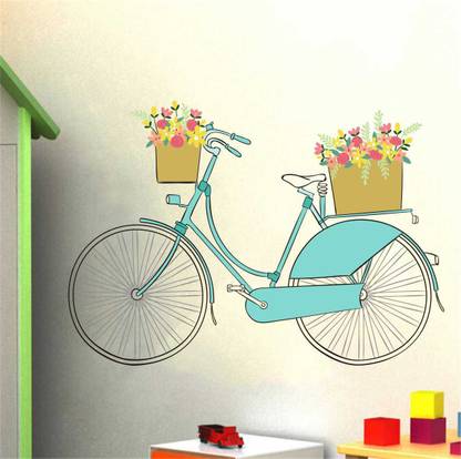 rawpockets 1 cm Cycle n Flower Baskets Removable Sticker